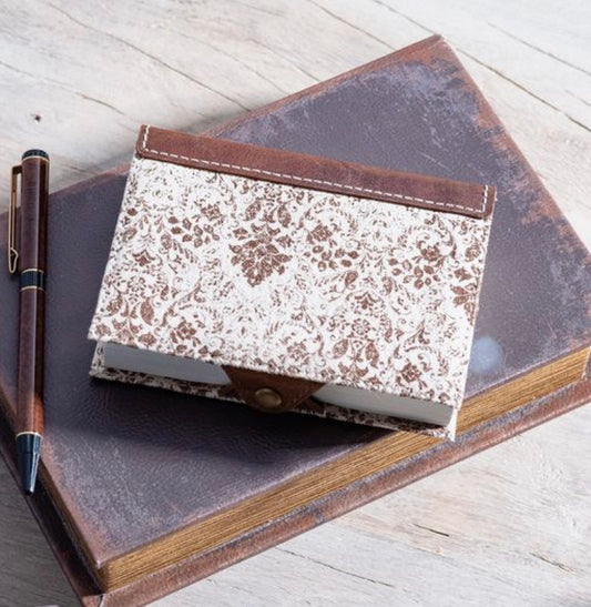 BROWN FLEUR CANVAS LEATHER JOURNAL