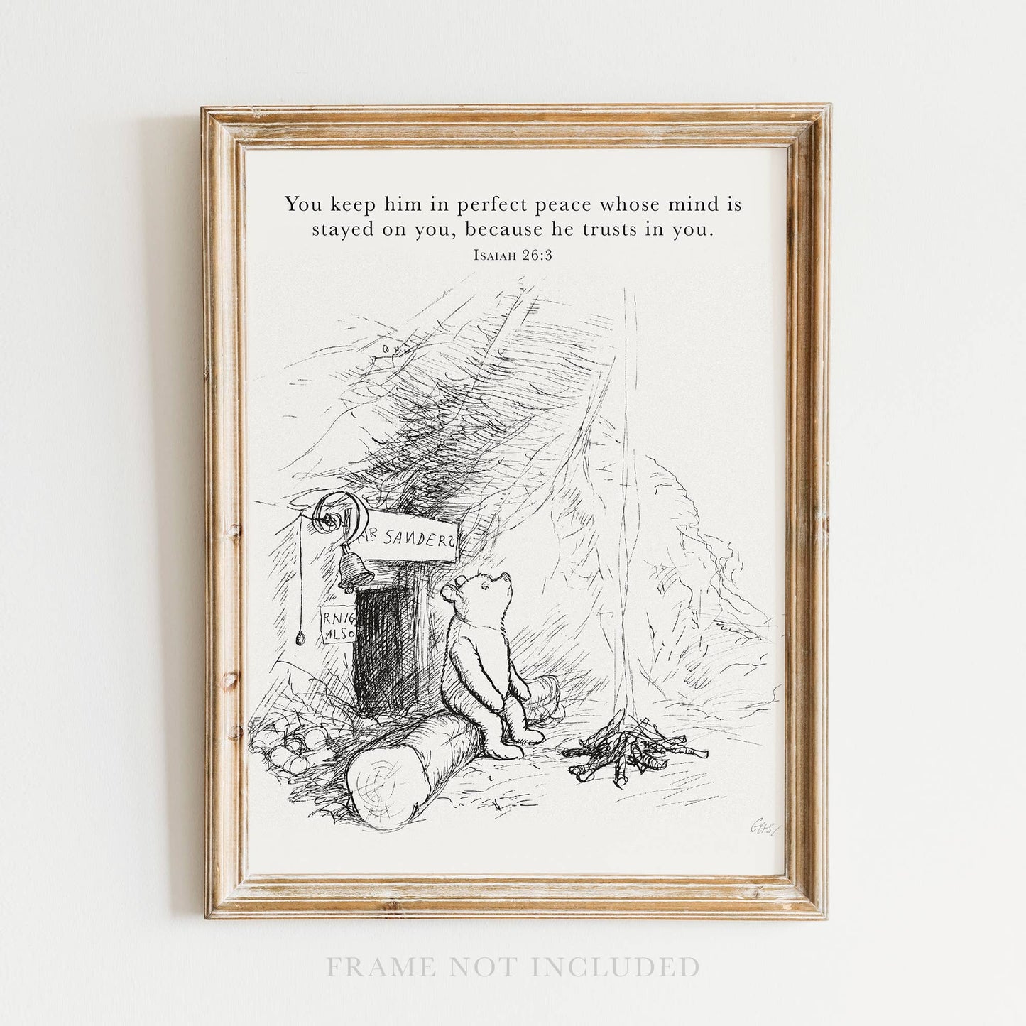 Winnie the Pooh Christian Vintage Wall Art Print, Kids, Baby: 5x7