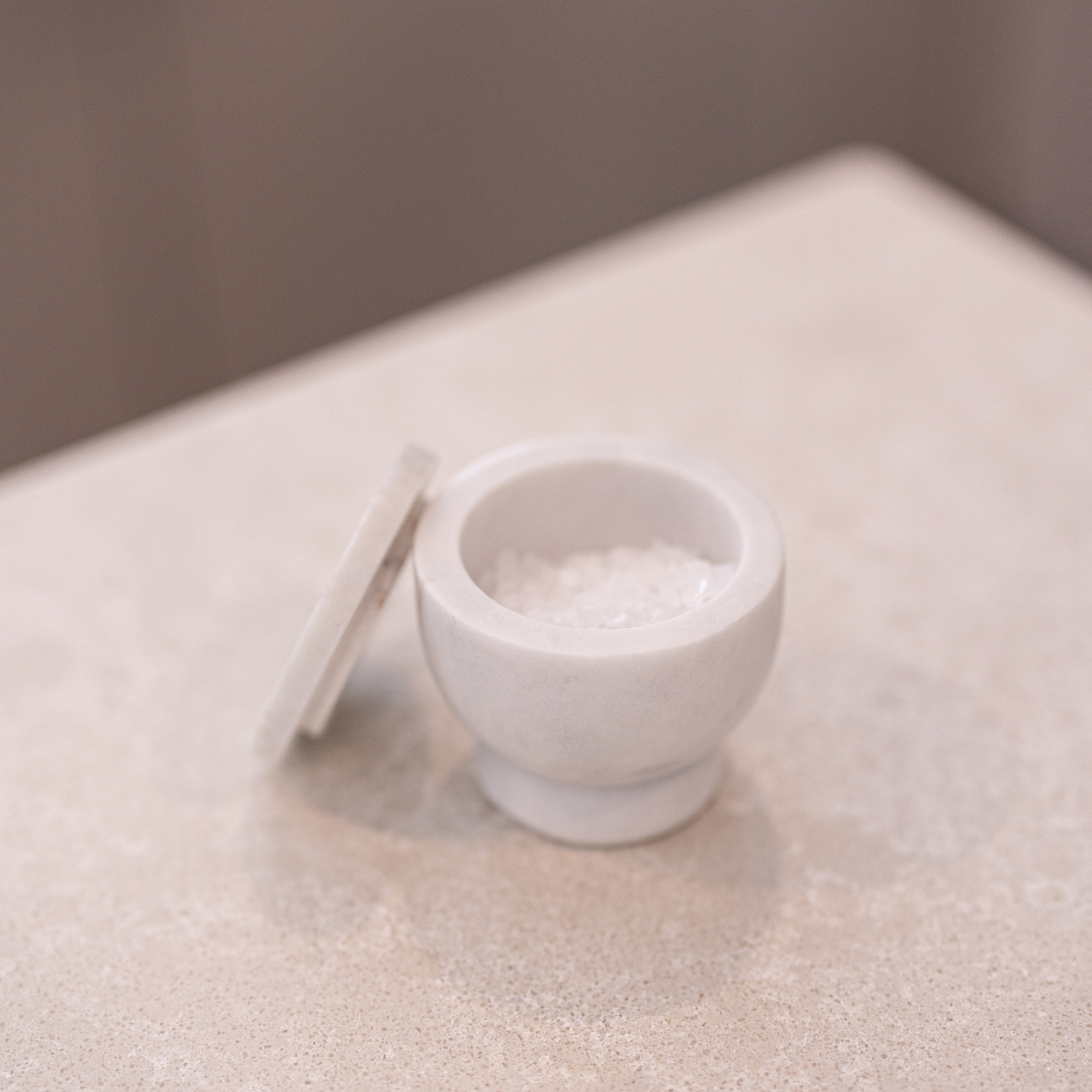 White Marble Lidded Salt Cellar