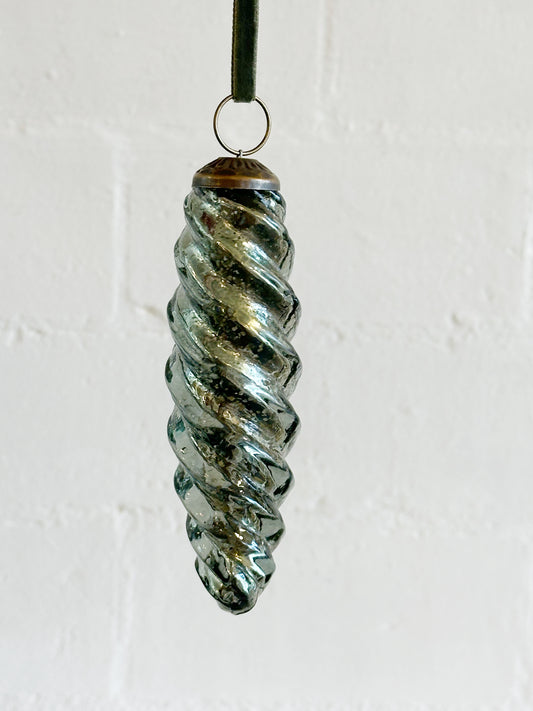 Aqua Mercury Swirl Ornament