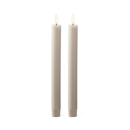 Taupe Thin Line LED Taper Candles