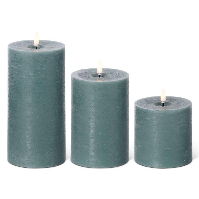 Dark Green ON/OFF Touch LED Pillar Candles w/Timer