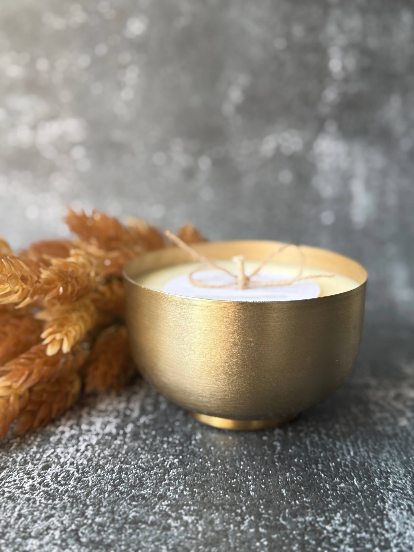 Brushed Gold Bowl -14 ounces  : Backroads (Fir-Mint-Rosemary-Sage)