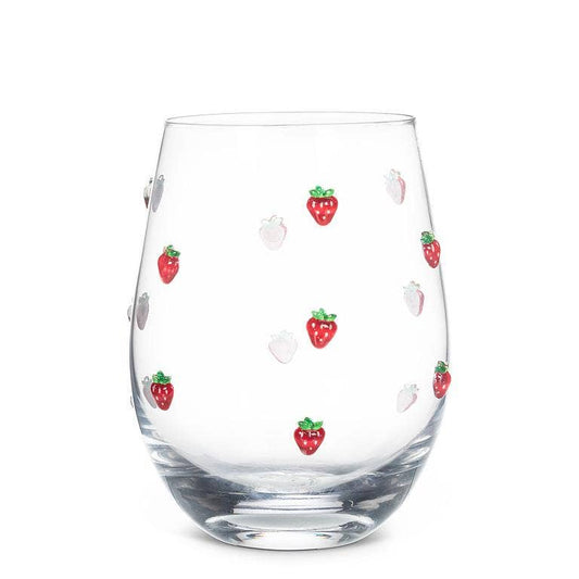 Stemless Wine Glass w/ Strawberries
