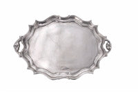 CAST ALUMINUM OVAL BAROQUE TRAY, RAW NICKEL