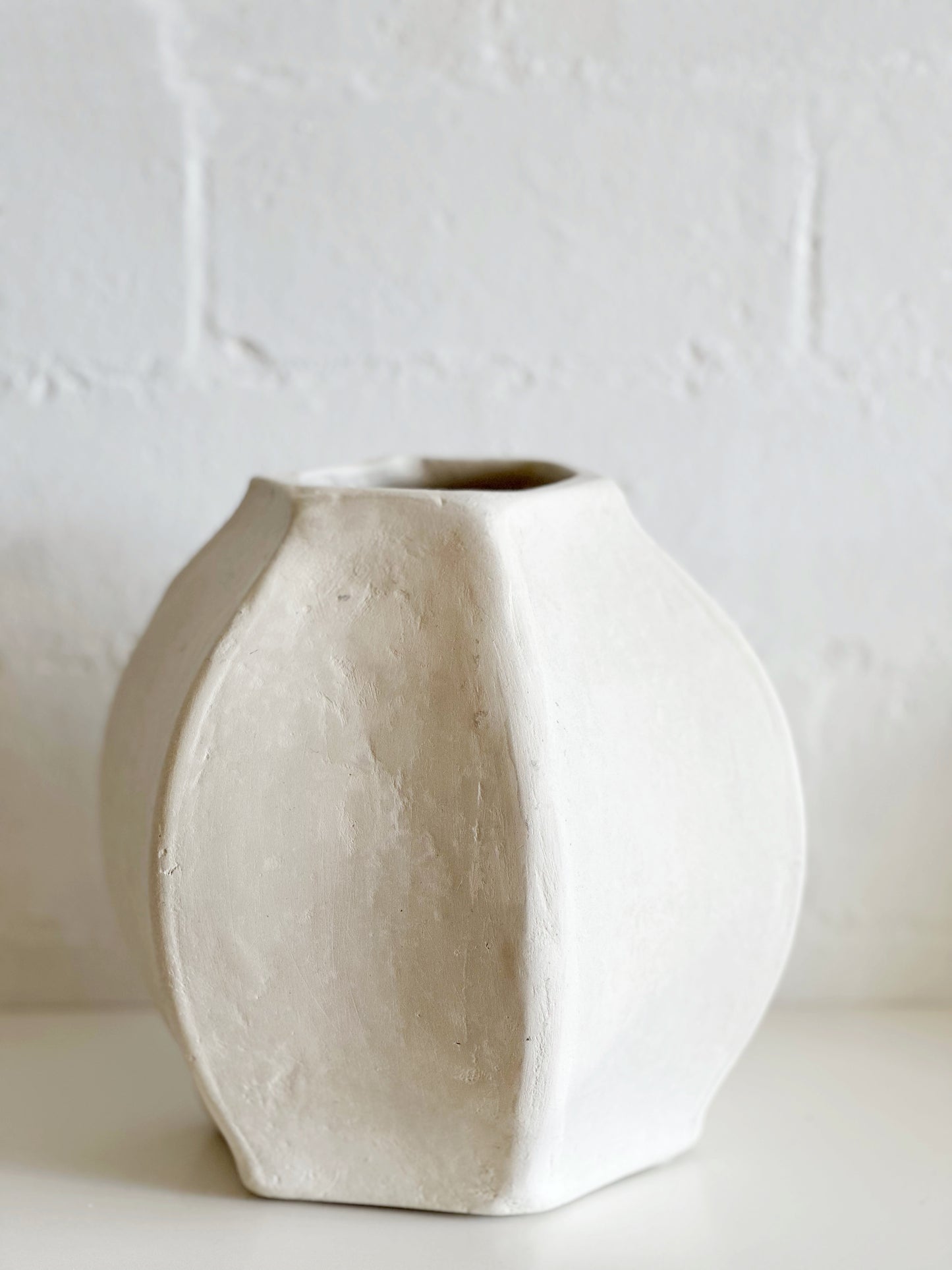 Paper Mache Fluted Vase Natural