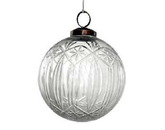 Glass ball clear engraved
