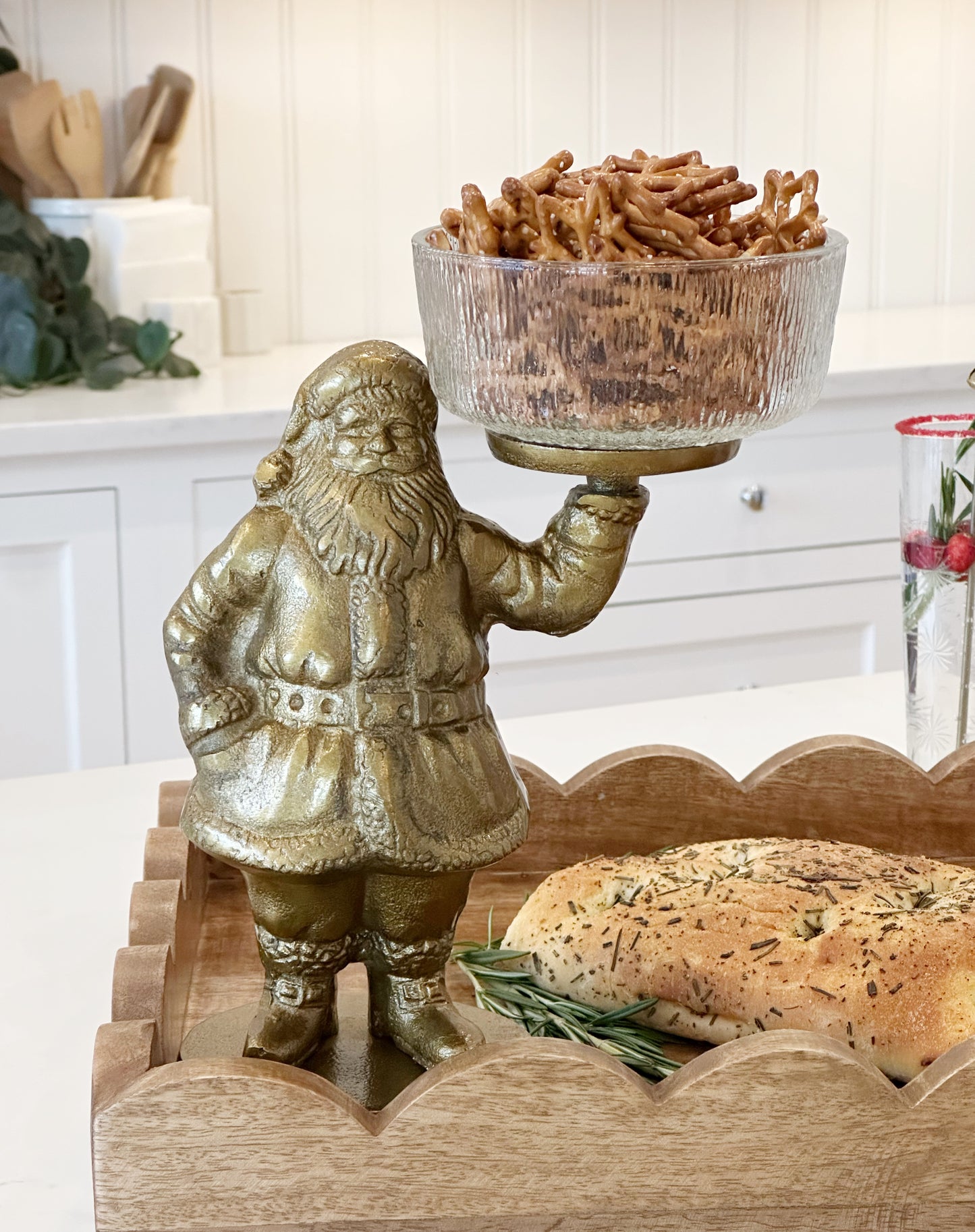 SAINT NICK GOLD METAL SANTA FIGURINE