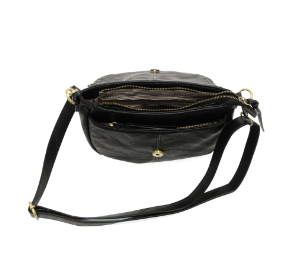 Black Helene Small Saddle Crossbody