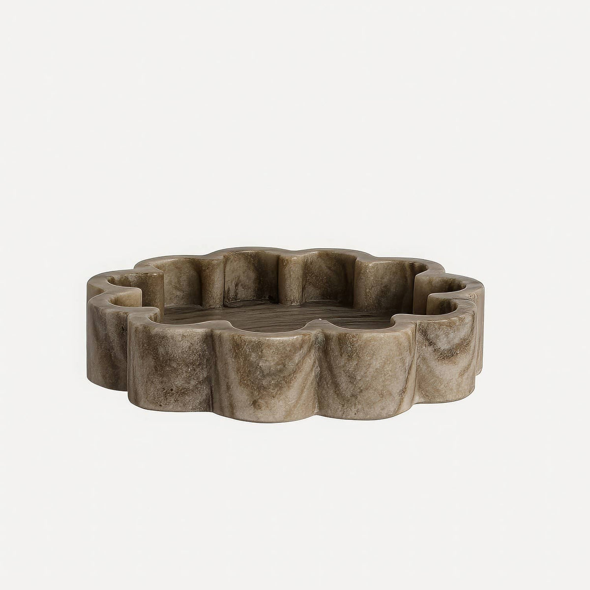 Organic Shaped Marble Ribbed Brown Tray: Brown / MARBLE