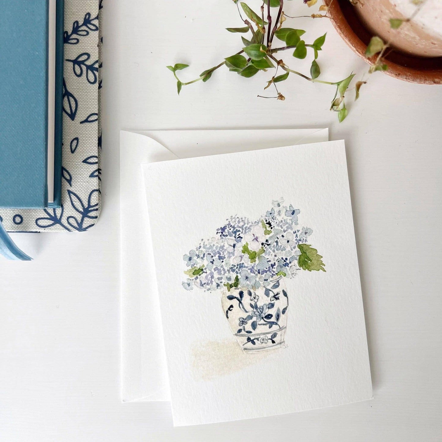 Hydrangea bouquet notecards: Single card