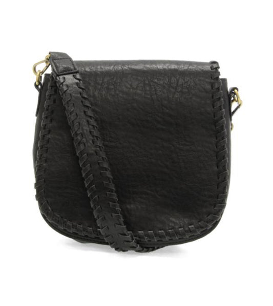 Black Annie Whipstitch Saddle Crossbody