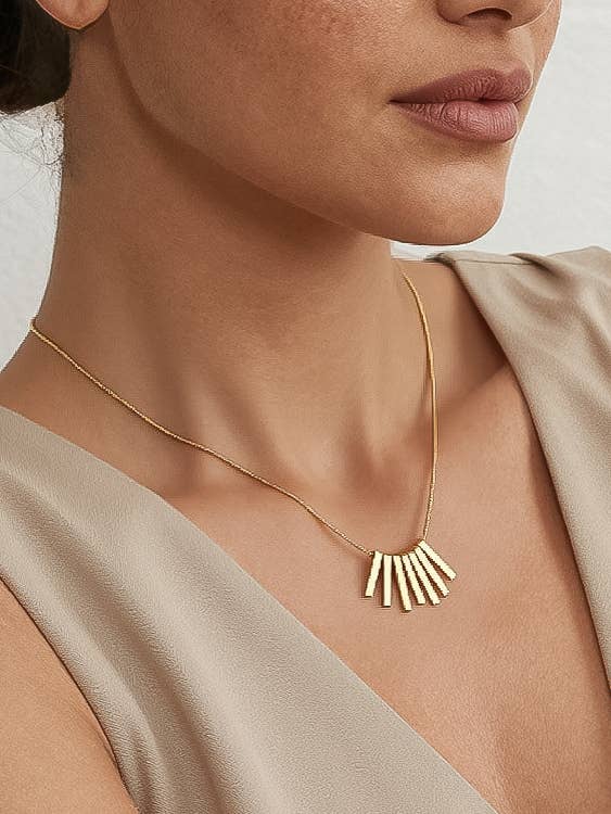 Lorraine 18K Gold Non-Tarnish Minimalist Bar Necklace: Yellow Gold