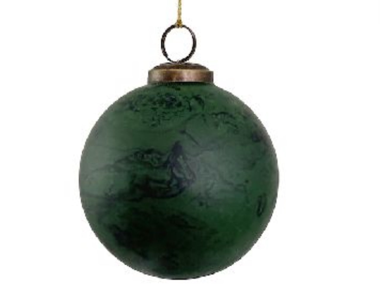 Large Green Black Marbled Glass Ball Ornament