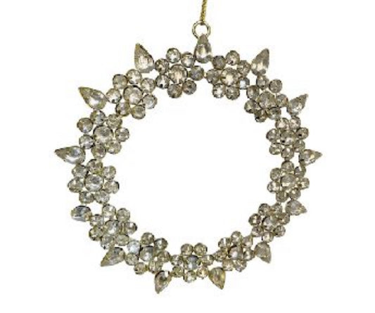 Rhinestone Wreath Ornament Gold Frame Ornament