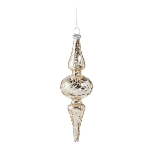 Silver Mercury Glass Finial Ornament