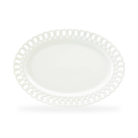 14.25" White Heirloom Fine Porcelain Oval Serving Platter