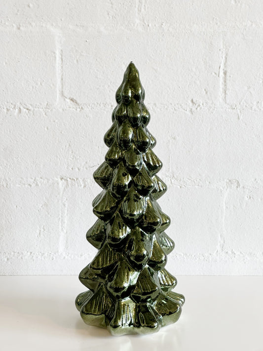 Small Evergreen Glass LED Tree