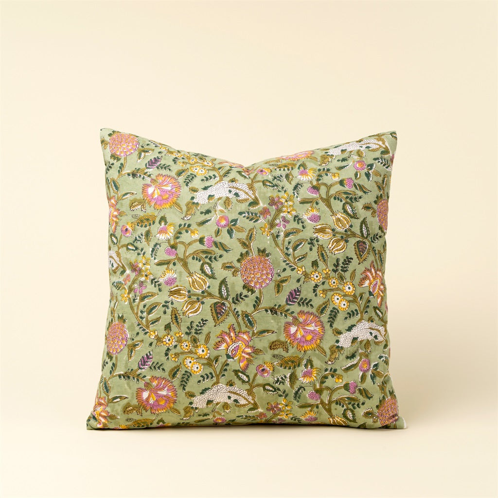 20x20 Block Print Pillow, Green