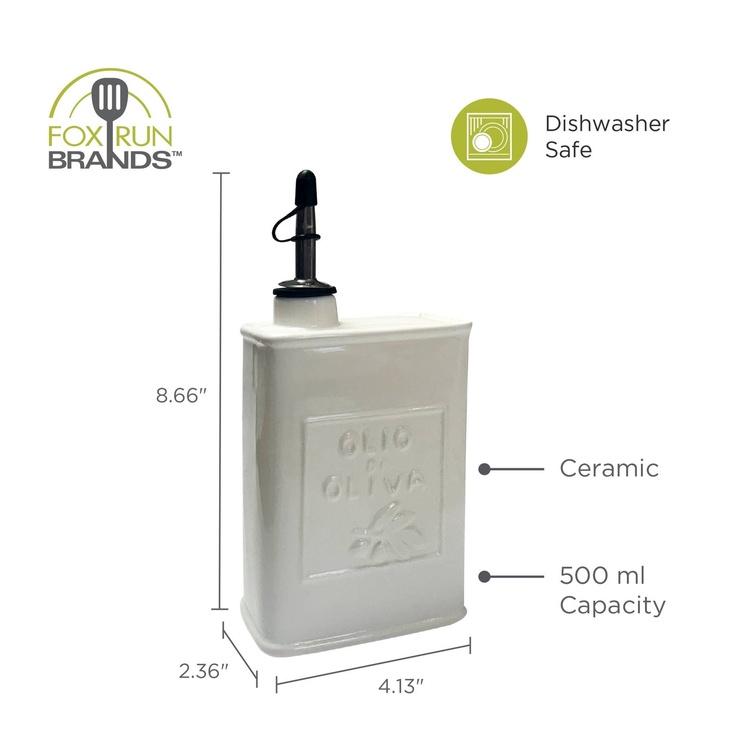 White Ceramic Olive Oil Can, 17 oz/500 ML
