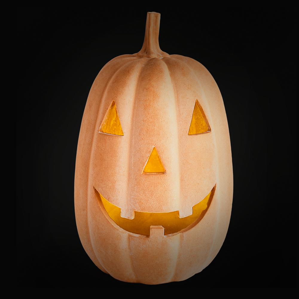 Faux Terra Cotta Jack-O-Lantern Pumpkin - Small