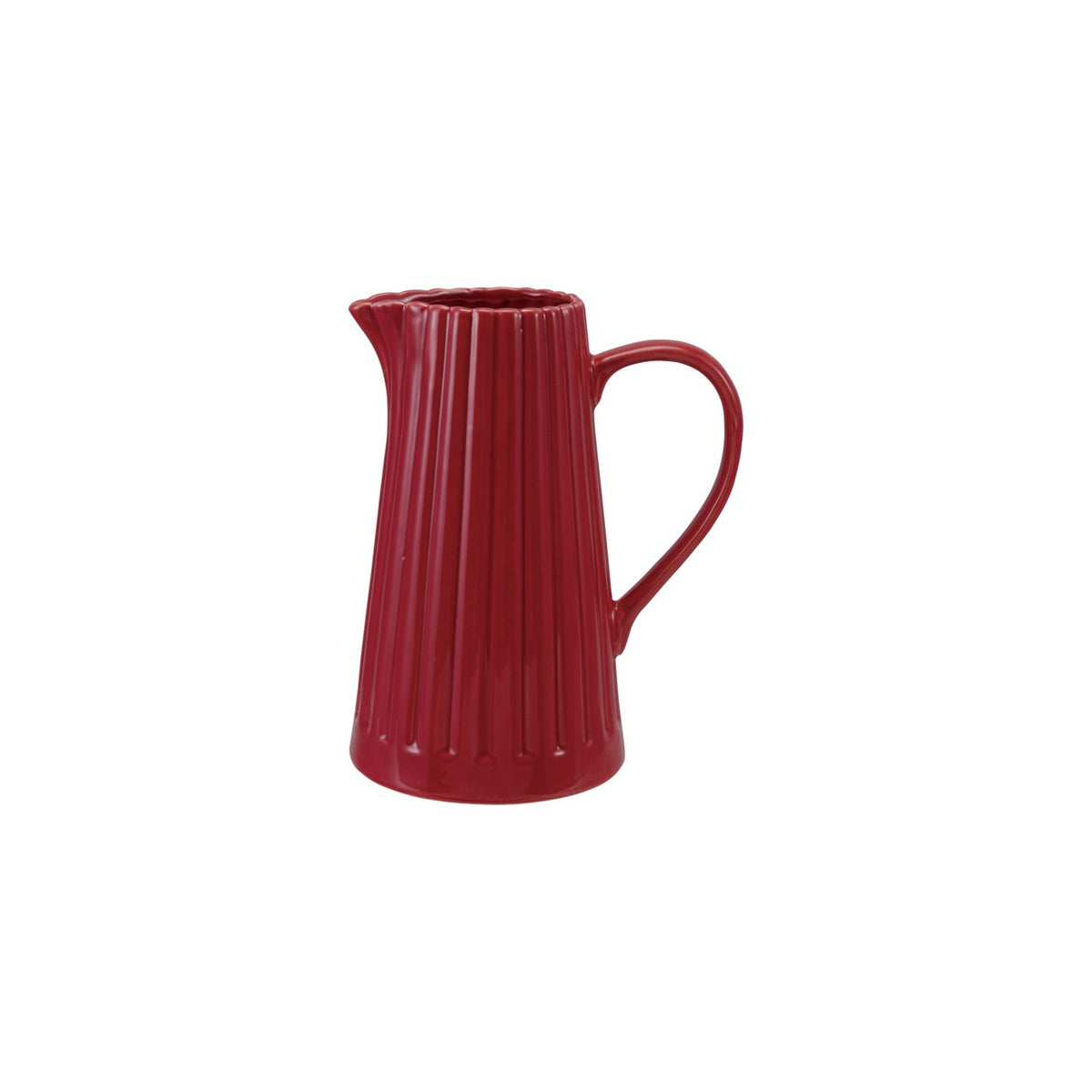 40 oz. Stoneware Ribbed Pitcher, Red (Each One Will Vary)