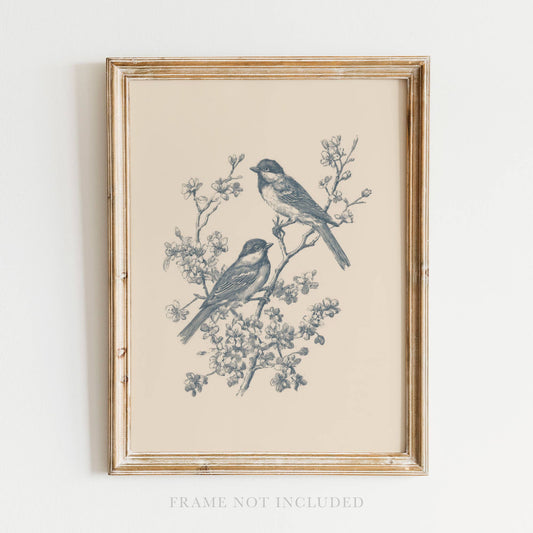 Birds on a Branch Vintage Wall Art Print Decor: 5x7 Heirloom Print (Unframed)