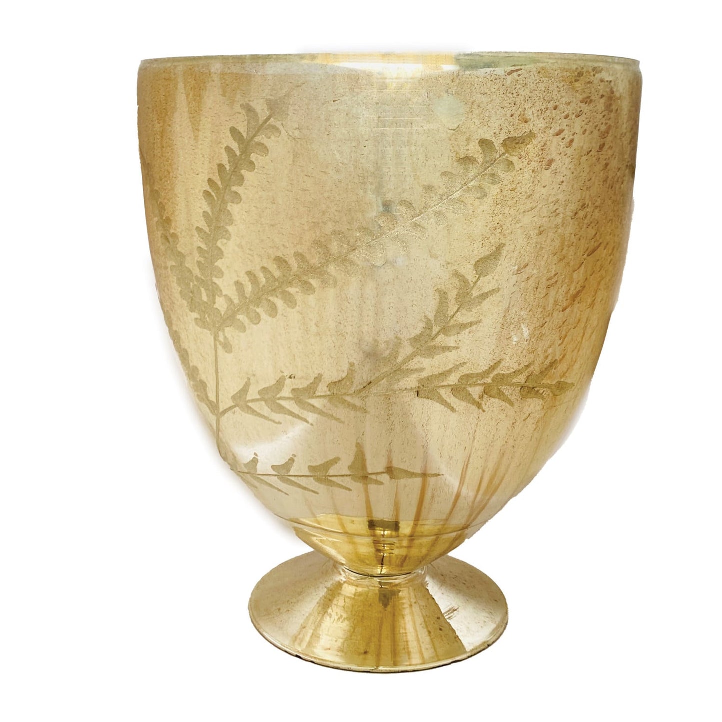 Etched Mercury Glass Footed Vase, Antique Copper Finish