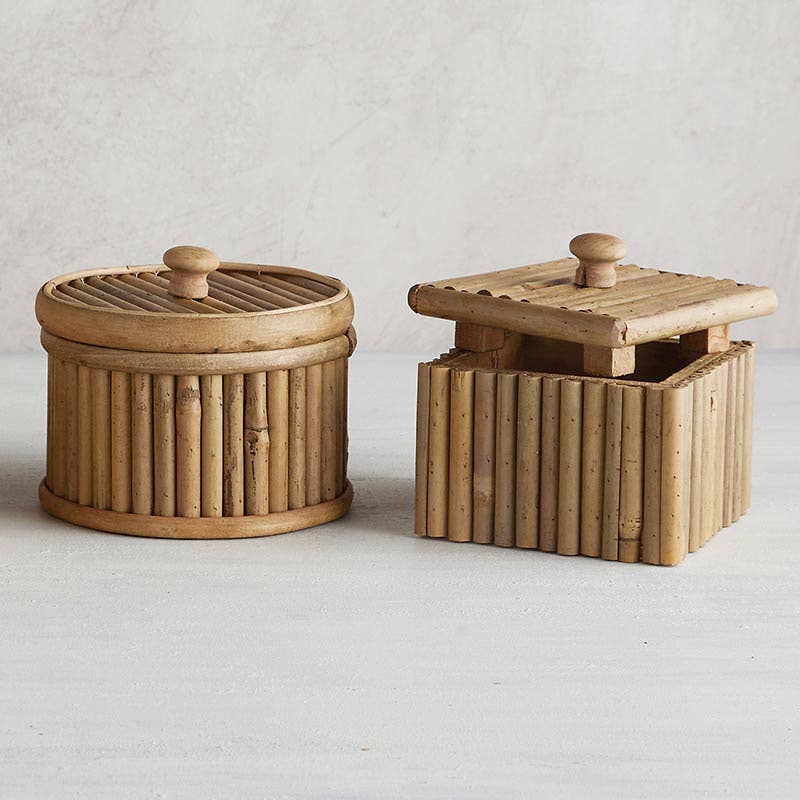 Bamboo SQ Box W Lid