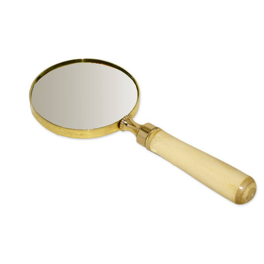 8" Brass Magnifier with White Bone Handle