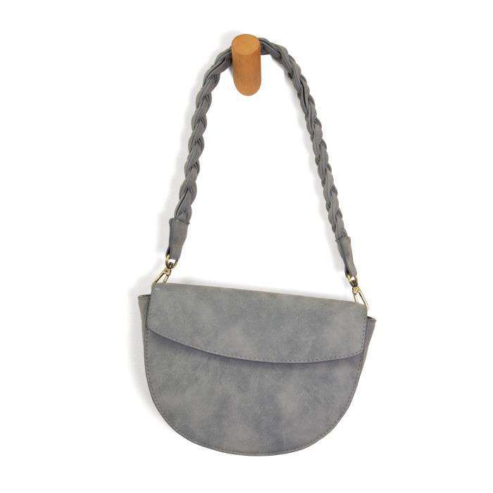 Light Grey Luna Crescent Crossbody w/Braided Strap