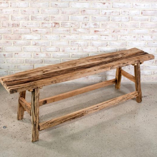 Distressed Elm Wood Bench