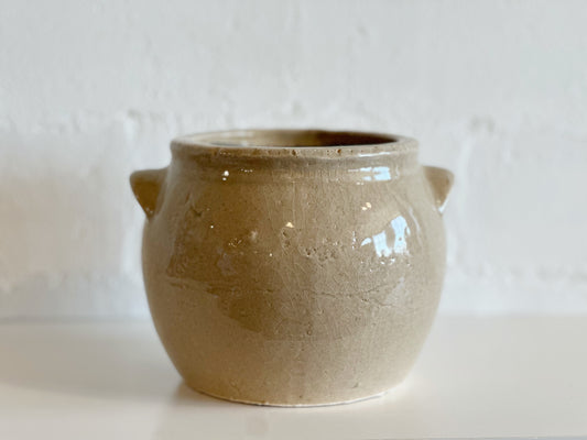 LIGHT BEIGE CERAMIC CROCK PLANTER