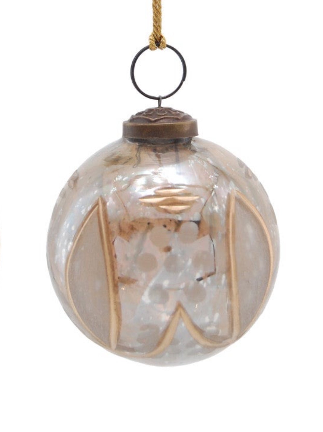 Small Etched Mercury Glass Ball Ornament with Design, 2 Styles
