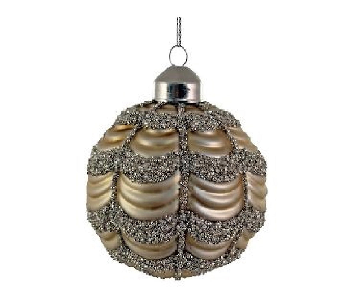 Glass ball with Glitter Garland Silver