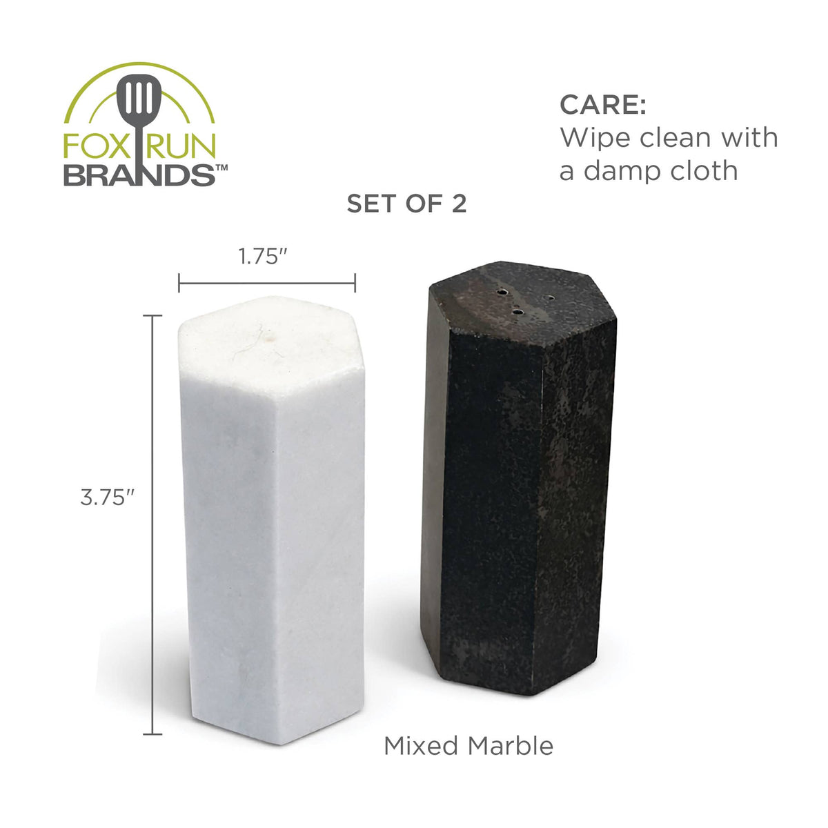Hex Marble s & p Shakers, Set of 2