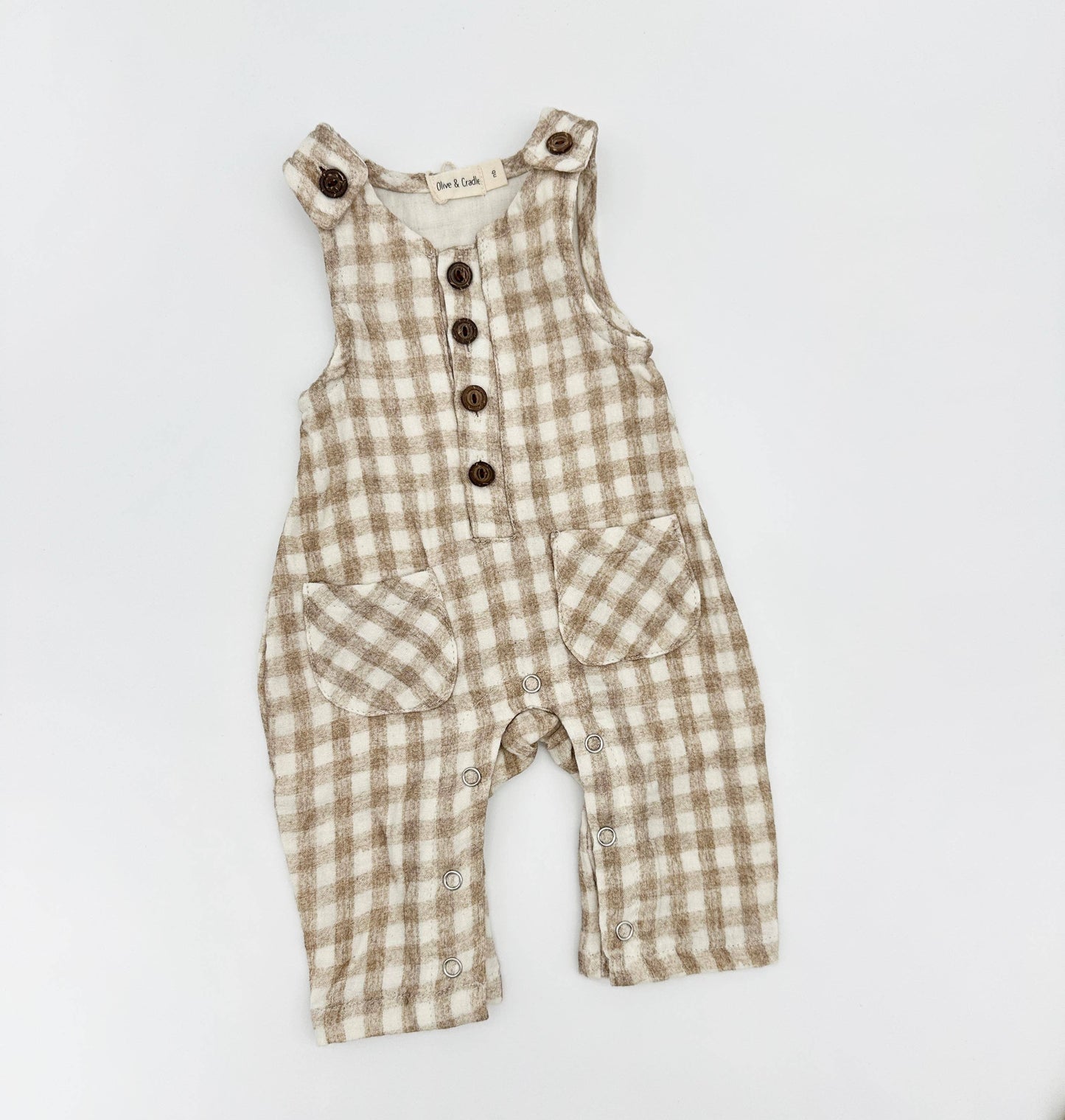 Muslin Jumper Gingham Pierre II: Oat/brown gingham / 12-18 months