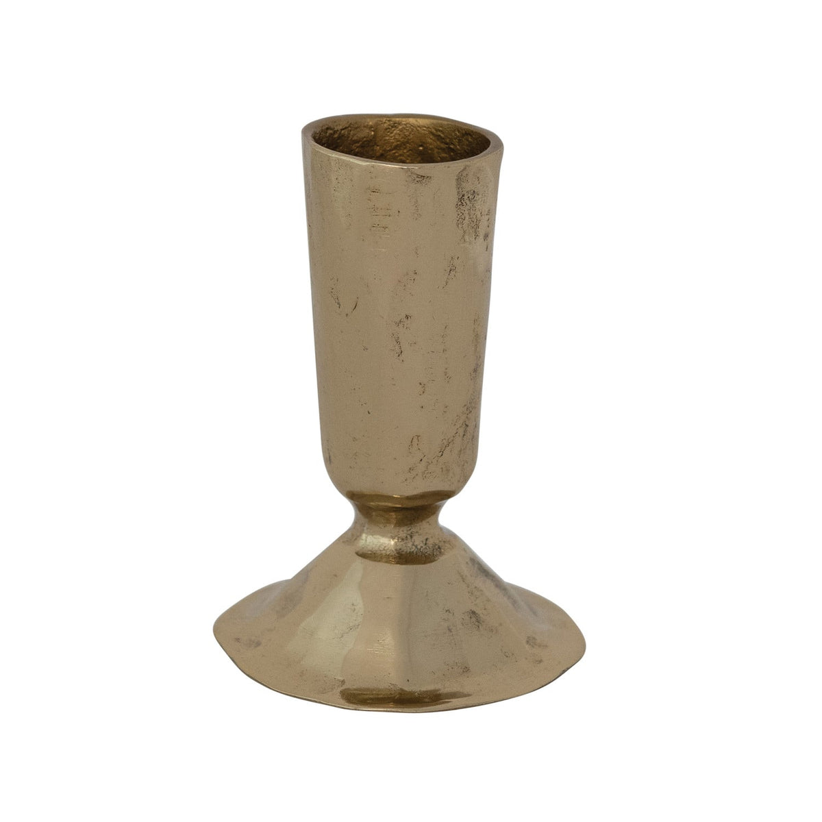 Hand-Forged Iron Taper Holder, Brass Finish