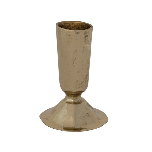 Hand-Forged Iron Taper Holder, Brass Finish