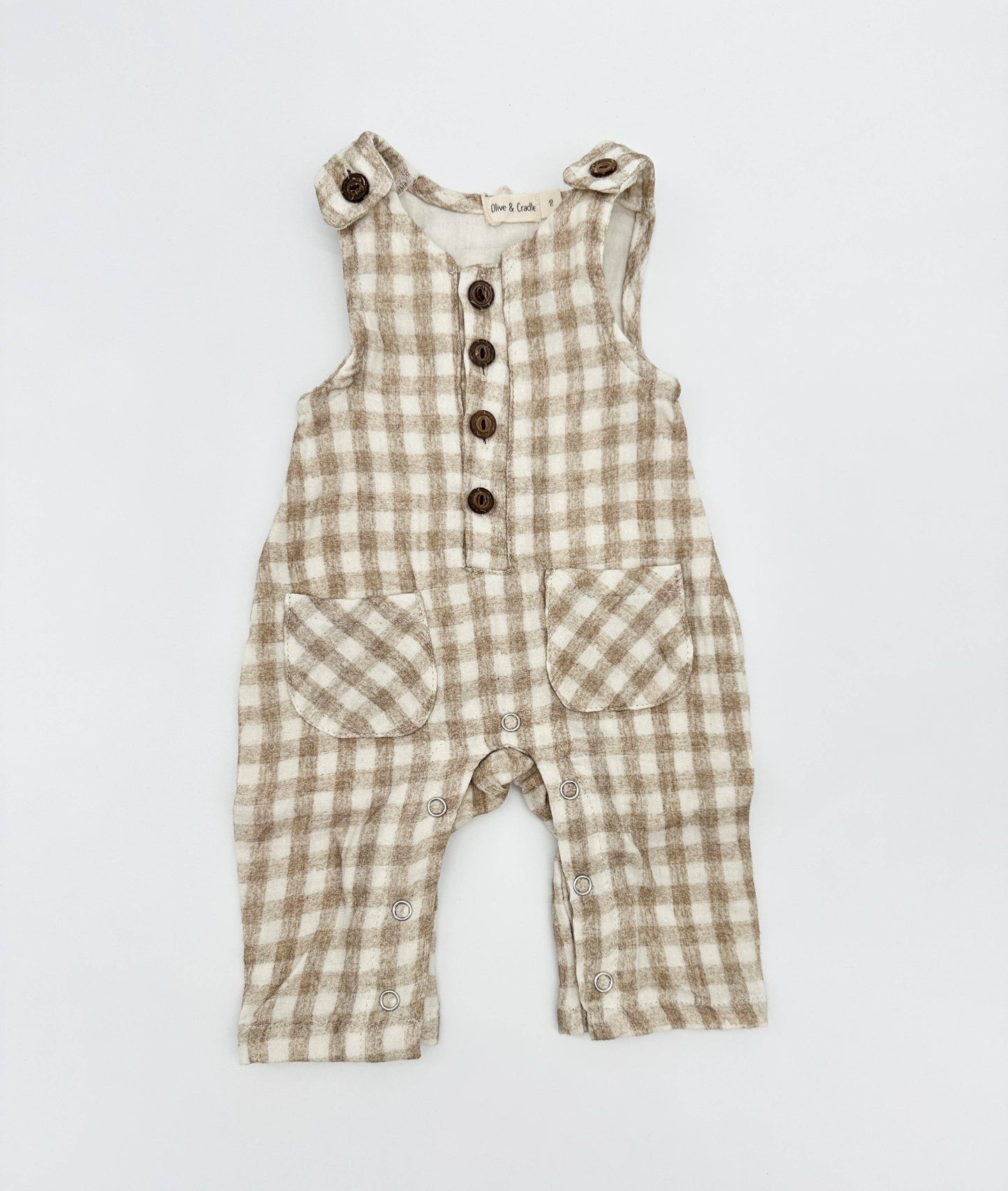 Muslin Jumper Gingham Pierre II: Oat/brown gingham / 12-18 months