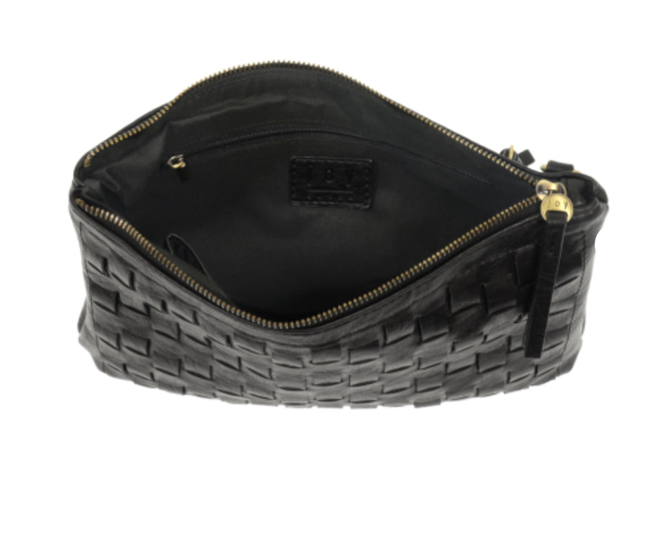 Black Quinn Woven Convertible Crossbody Clutch