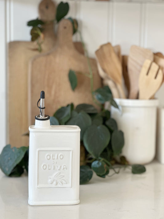 White Ceramic Olive Oil Can, 17 oz/500 ML