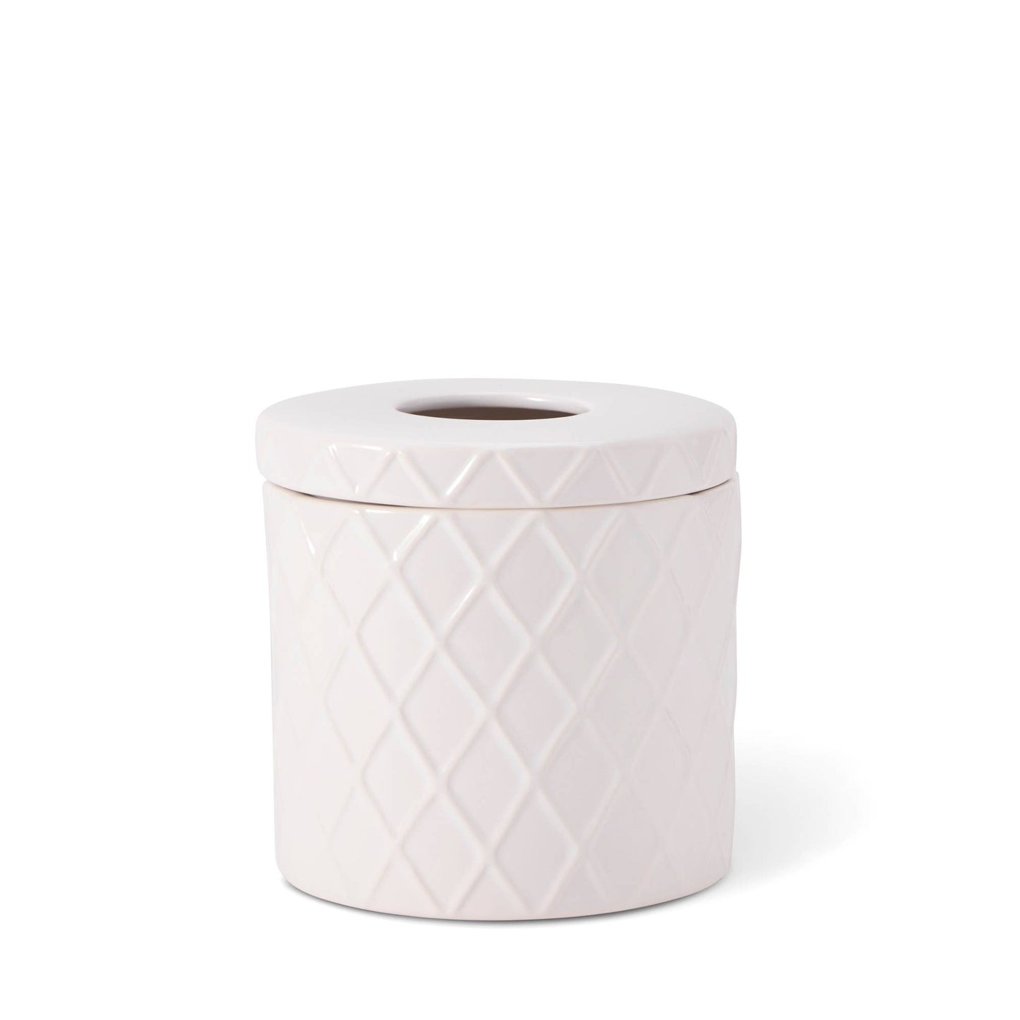 Ceramic Diamond Pattern Tissue Box - White