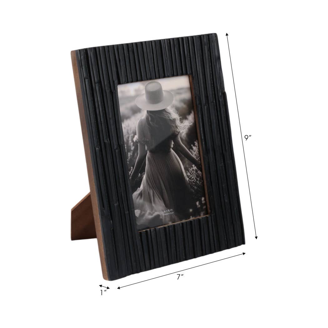 Wooden Resin Jagged Photo Frame Decor - Black, 4x6 in.