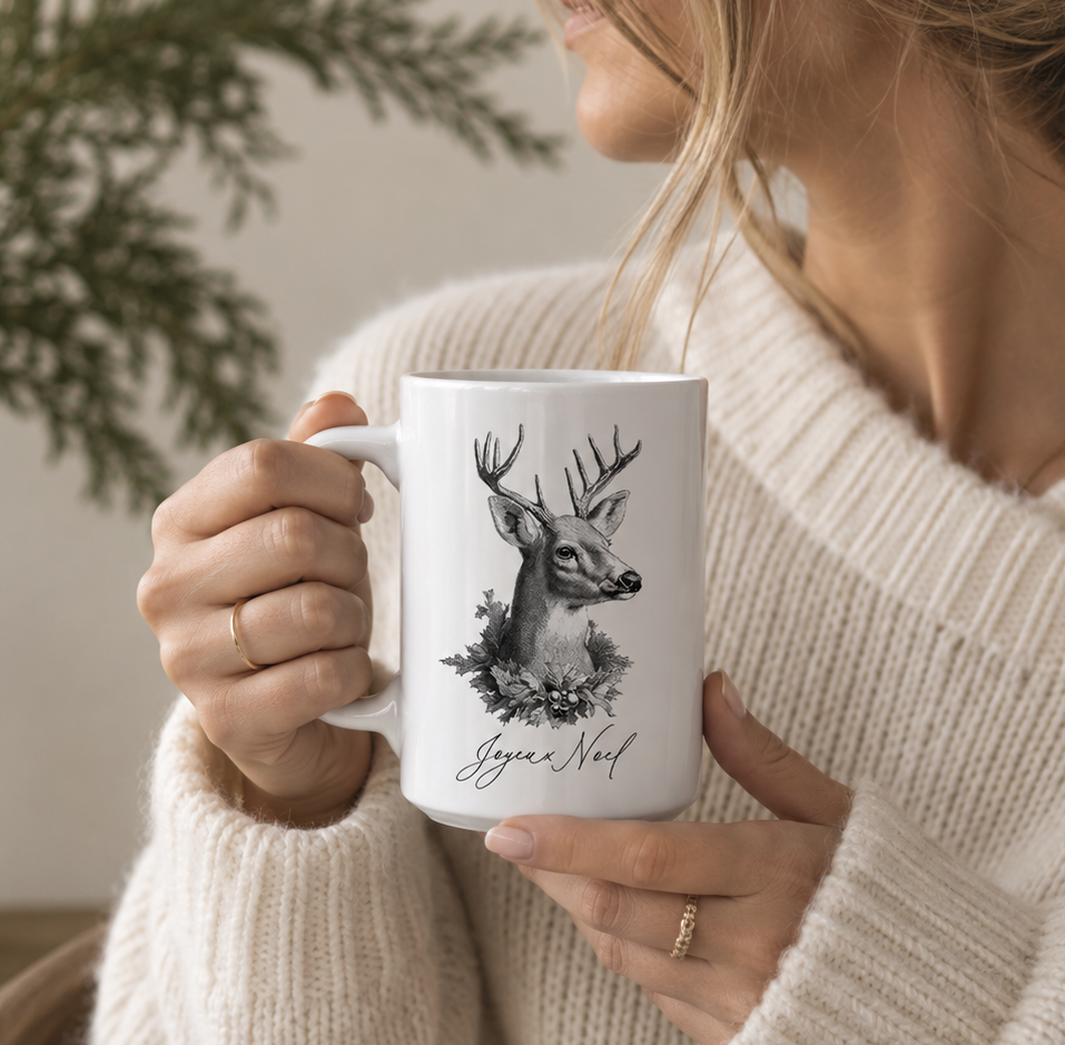 Joyeux Noel Deer Ceramic Mug