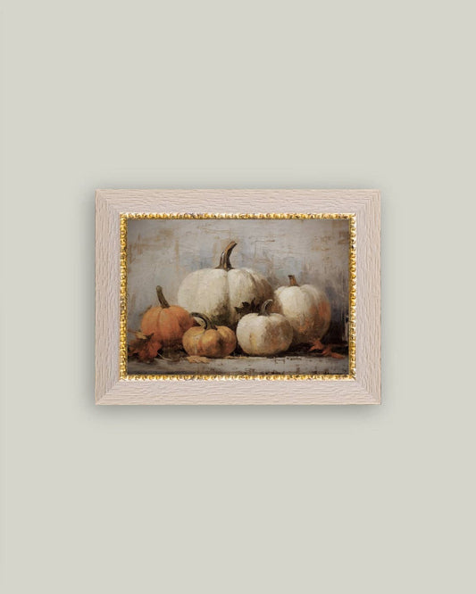 Vintage Pumpkins Framed Antique Art: 6x4