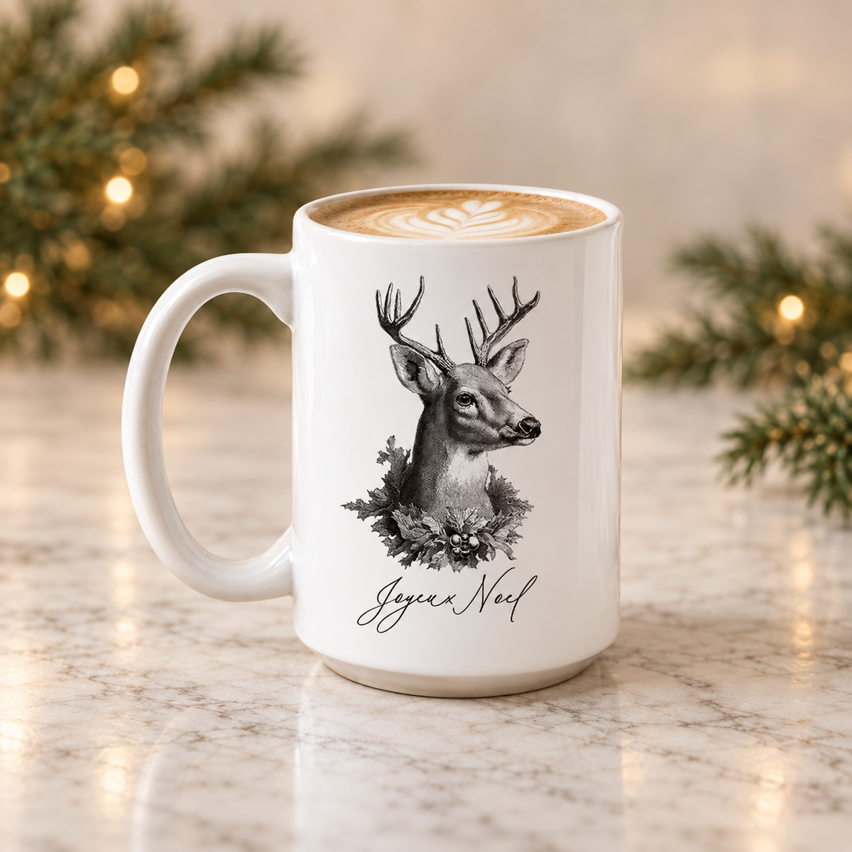 Joyeux Noel Deer Ceramic Mug