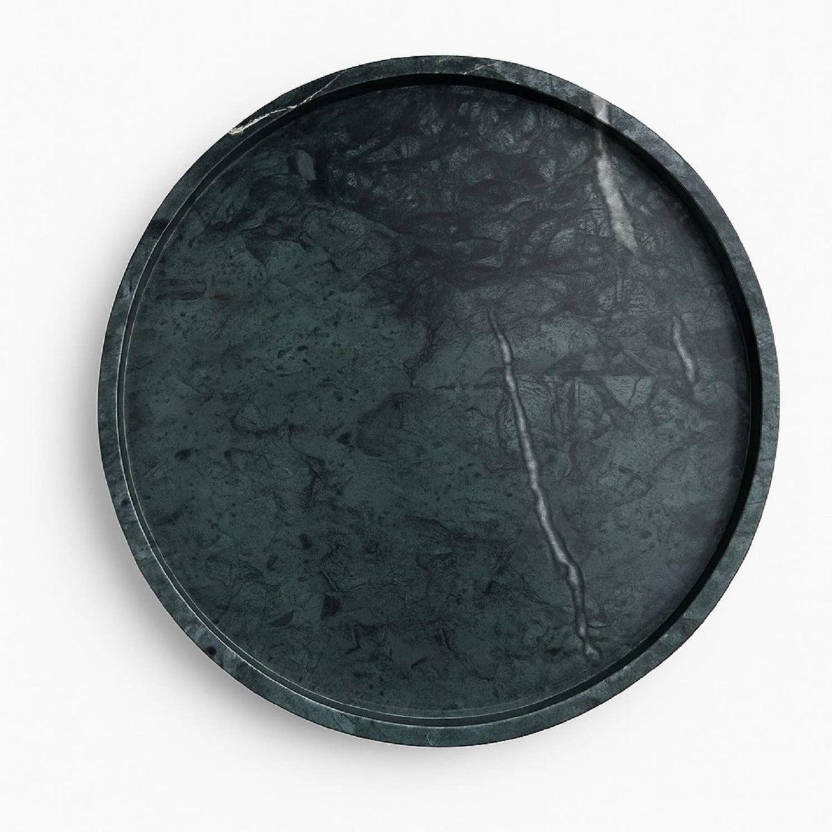 Green Round Large Tray: Green / MARBLE
