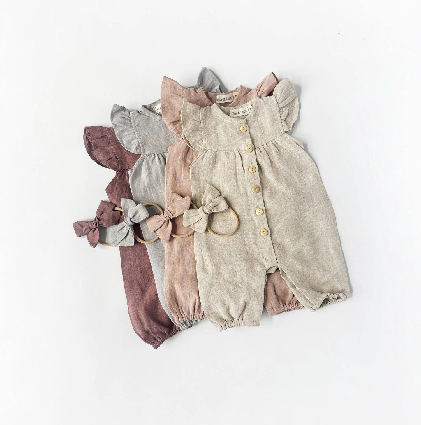 Jennifer Linen Jumper + Bow: Oat| Natural Linen / 0-3 monthsUS numeric