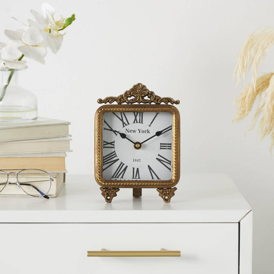 French Country Gold Metal Clock